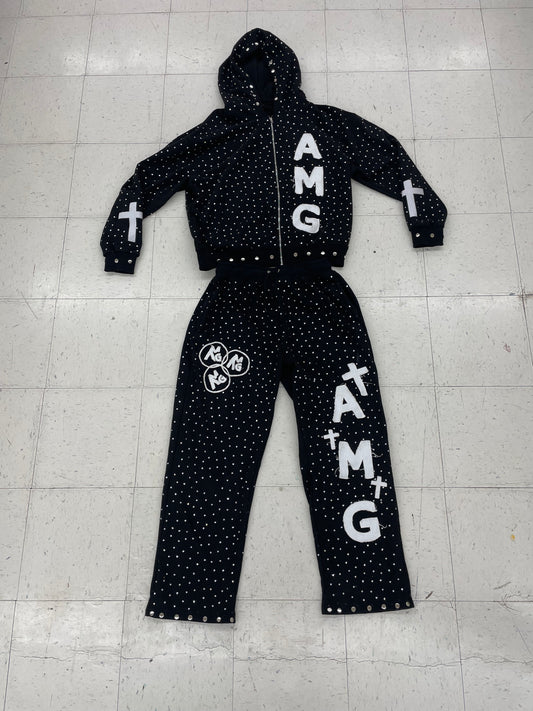 Rhinestone AMG streetwear suit